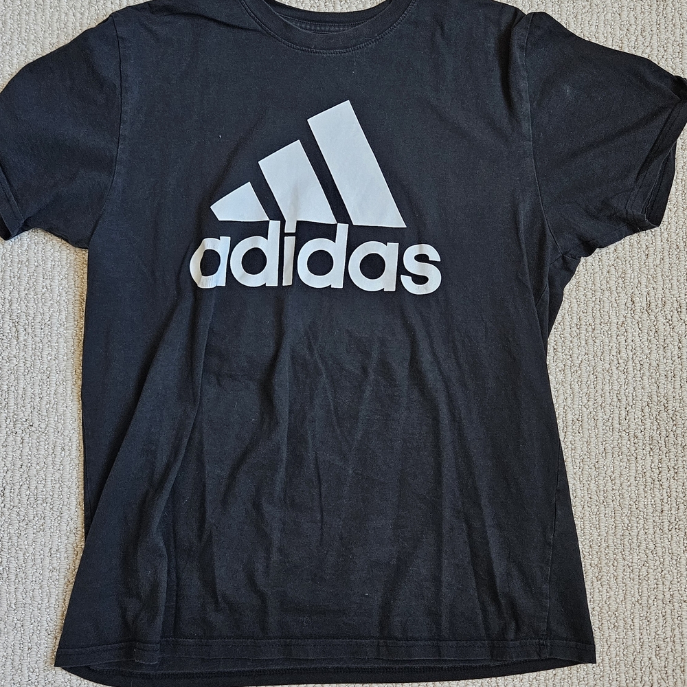 Adidas Men's Black Tee with White Logo